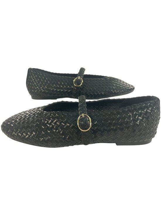 Cushionaire Shoes - Cushionaire Bistro Black Woven Leather Mary Jane Flats Memory Foam Women's Sz 8